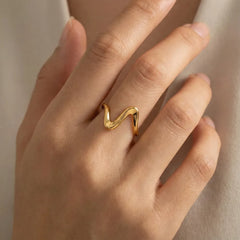 Gold Wave Adjustable Ring