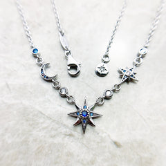 Star & Moon Silver Necklace