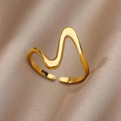 Gold Wave Adjustable Ring