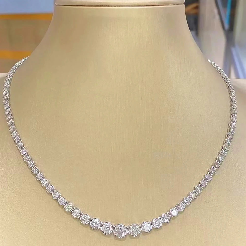 Moissanite Tennis Necklace Silver