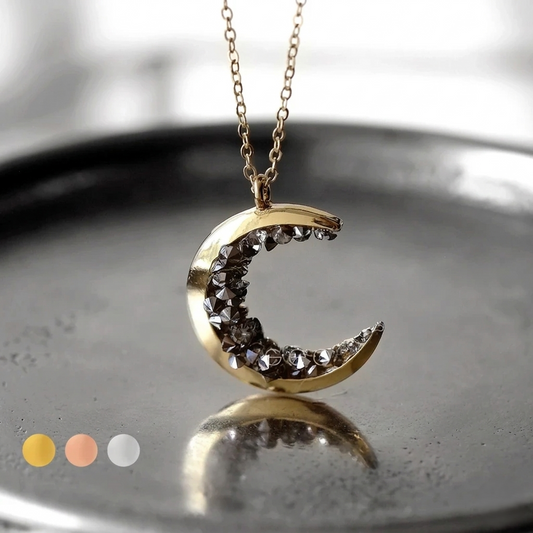 Black Crystal Moon Necklace