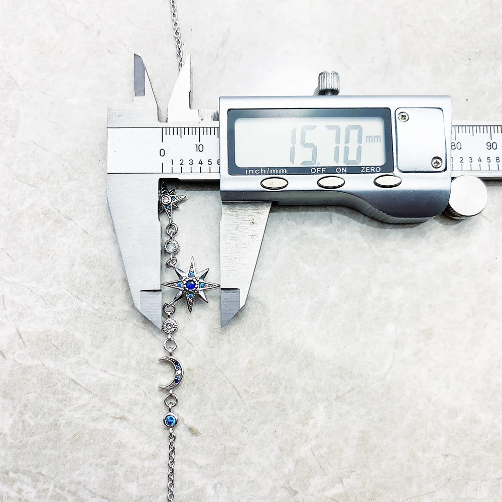 Star & Moon Silver Necklace