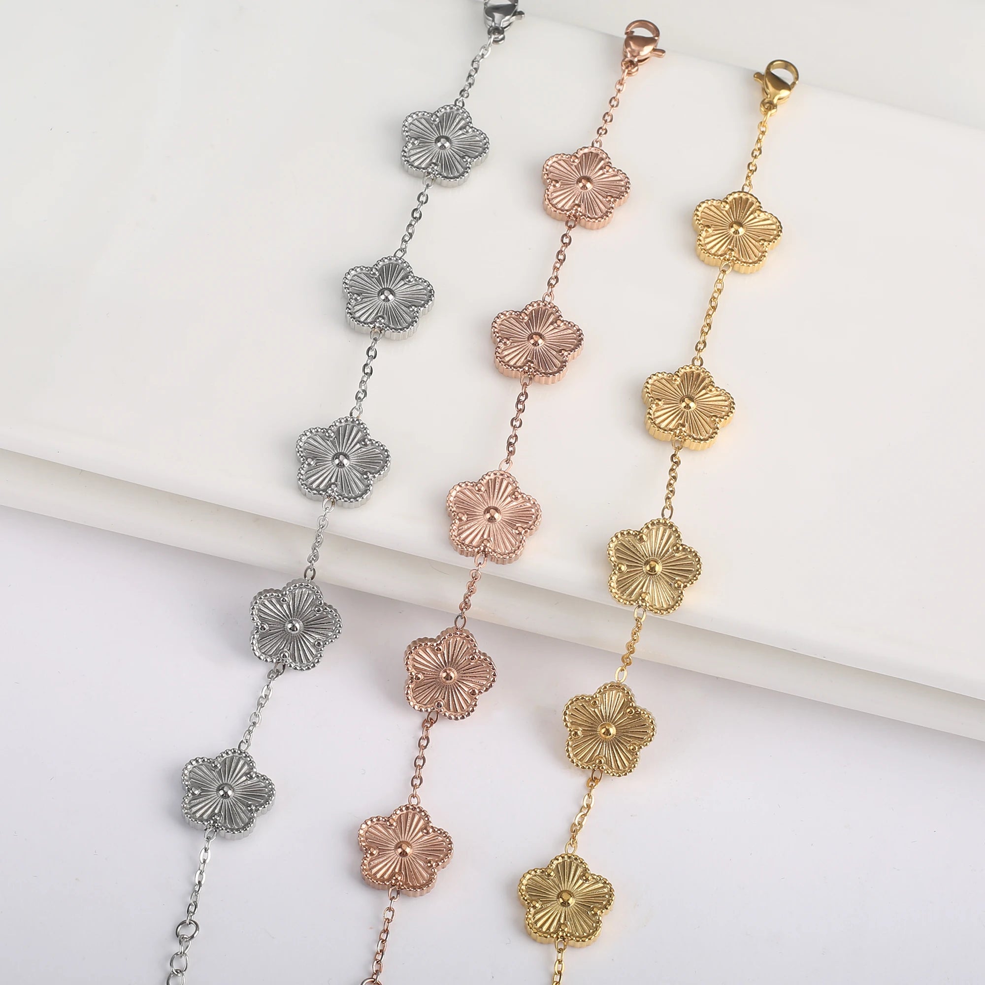 Stainless Steel Clover Flower Bracelet