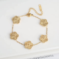 Stainless Steel Clover Flower Bracelet