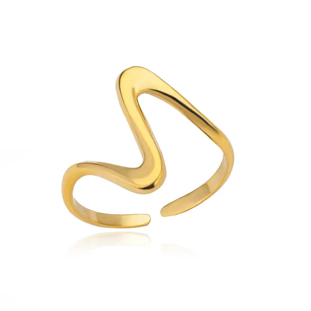 Gold Wave Adjustable Ring