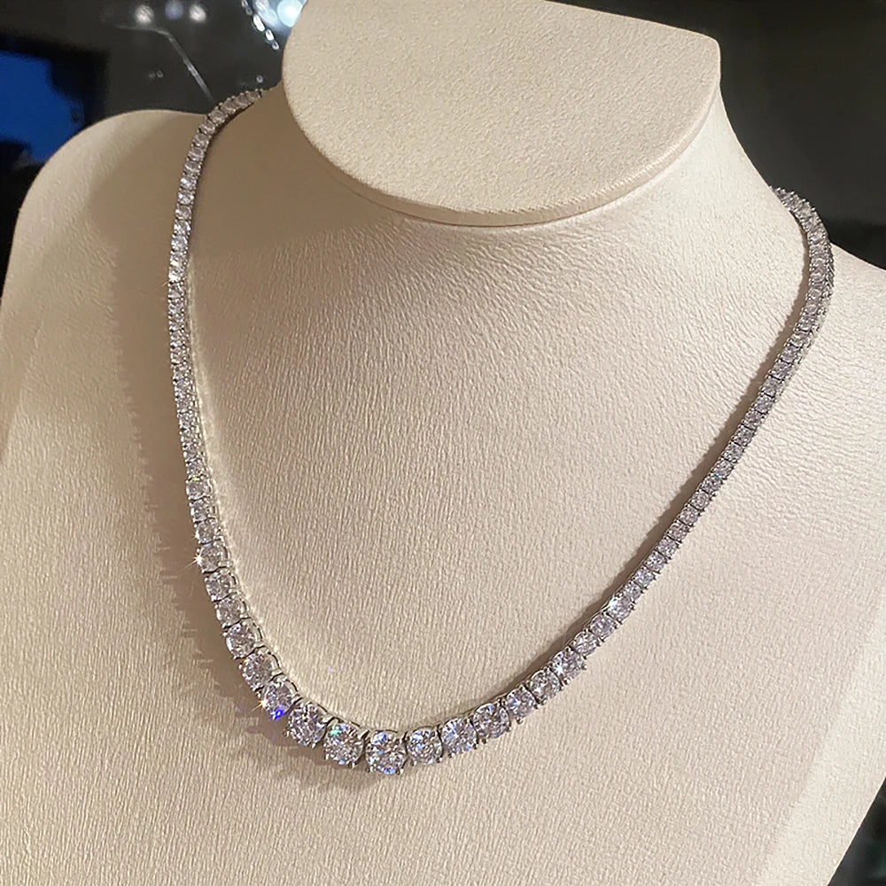Moissanite Tennis Necklace Silver
