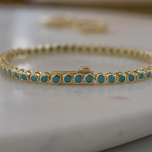 Turquoise Gemstone Tennis Bracelet