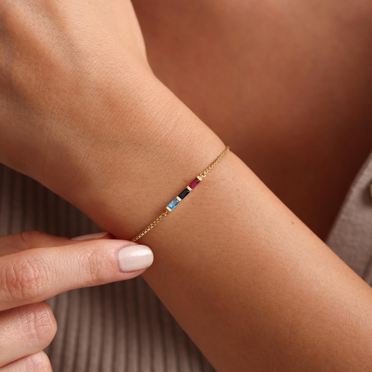 Baguette Birthstone Family Bracelet